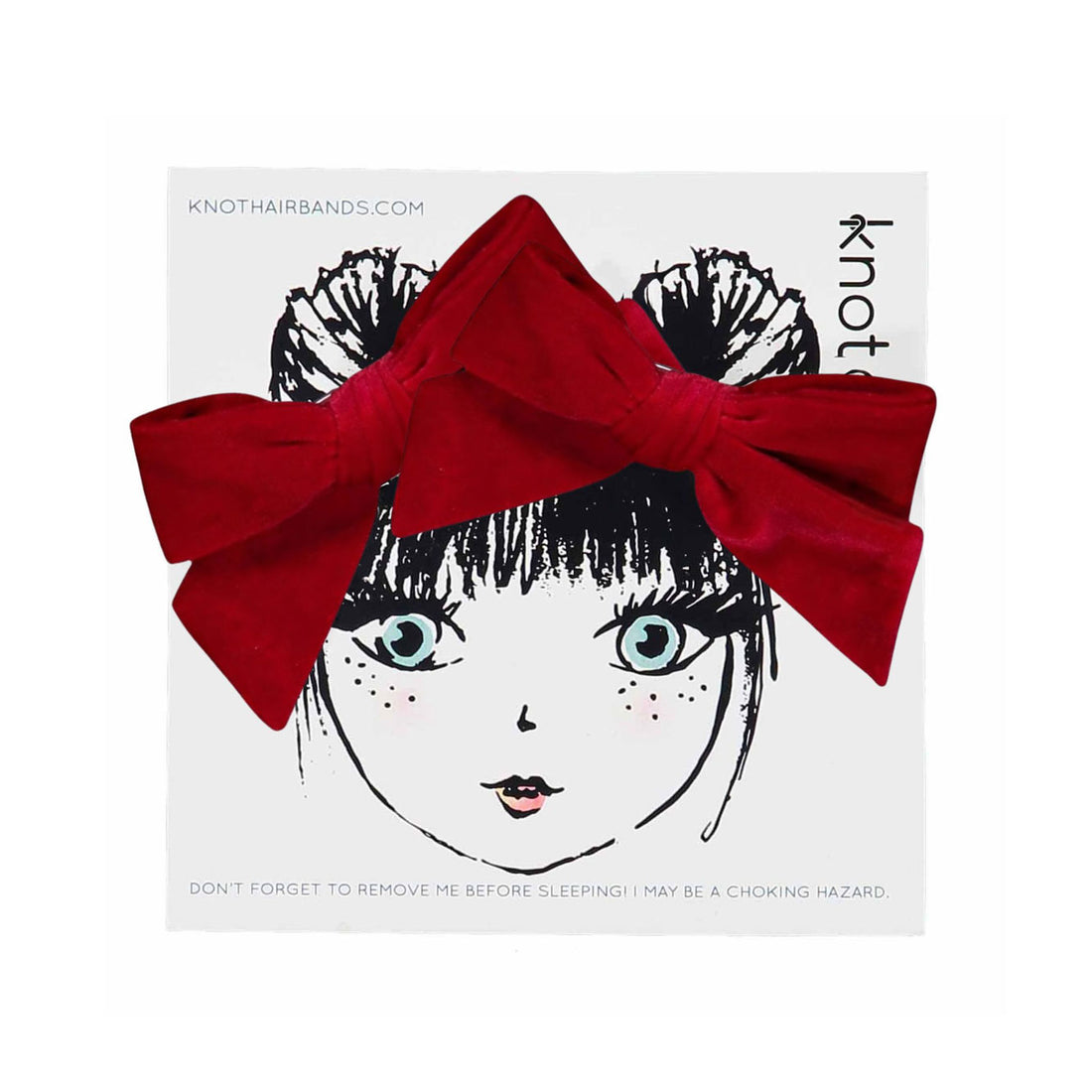 Knot Hairbands Cardinal Red Fern Velvet Mini Bow Set