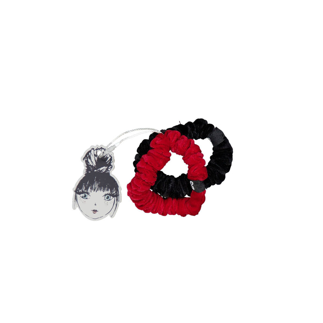 Knot Hairbands Blackbird + Cardinal Red Fern Velvet Scrunchie Set