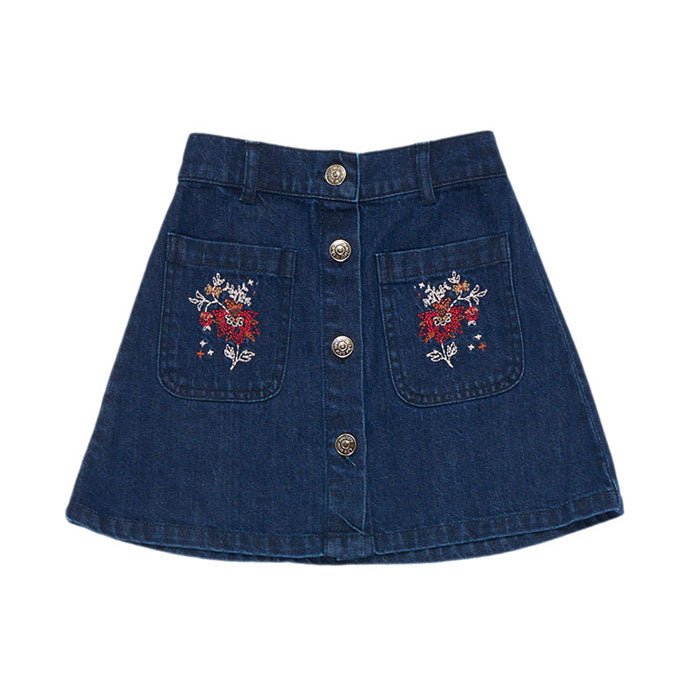 The New Society Dark Blue Denim Florencia Skirt