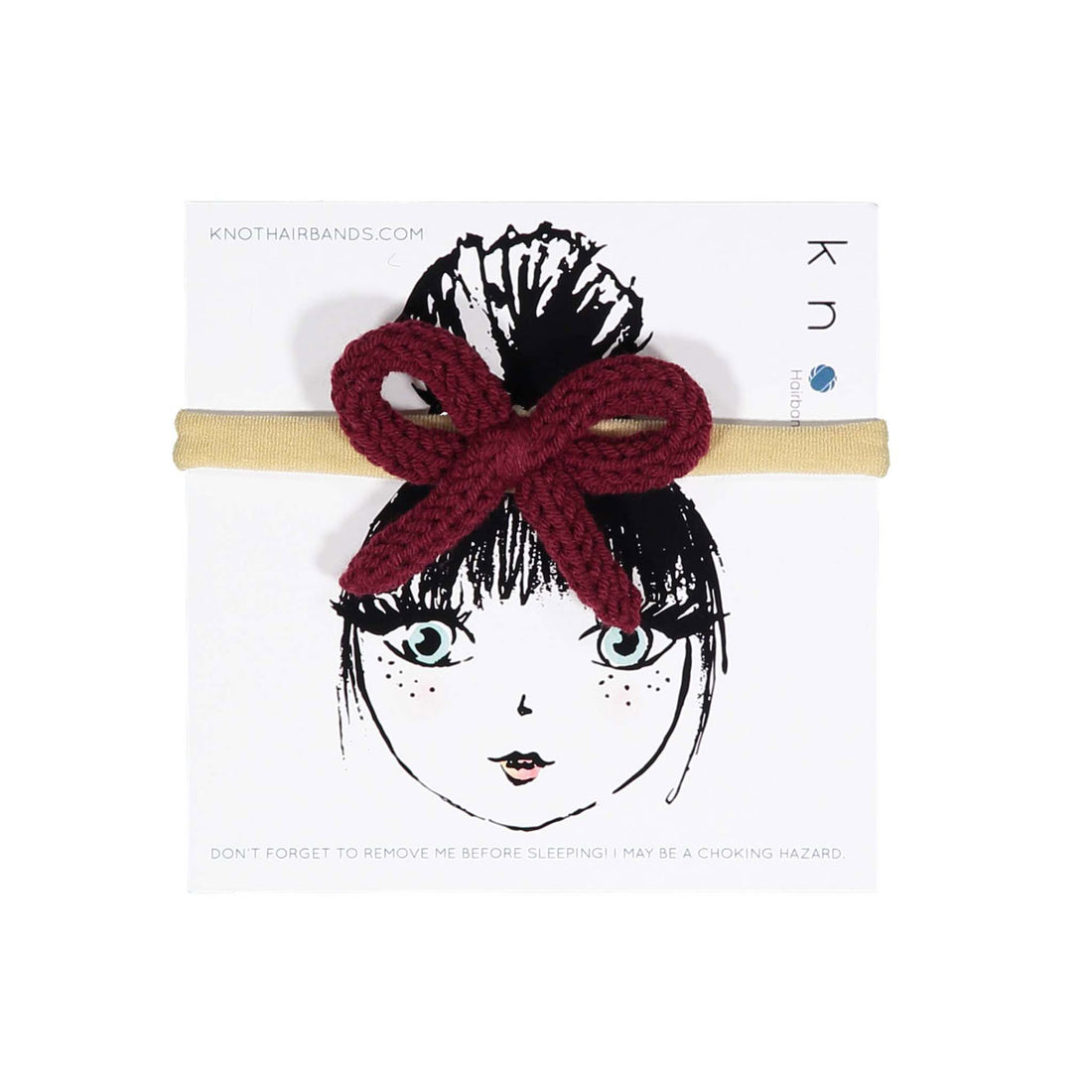 Knot Hairbands Burgundy Floret Knit Bow Band
