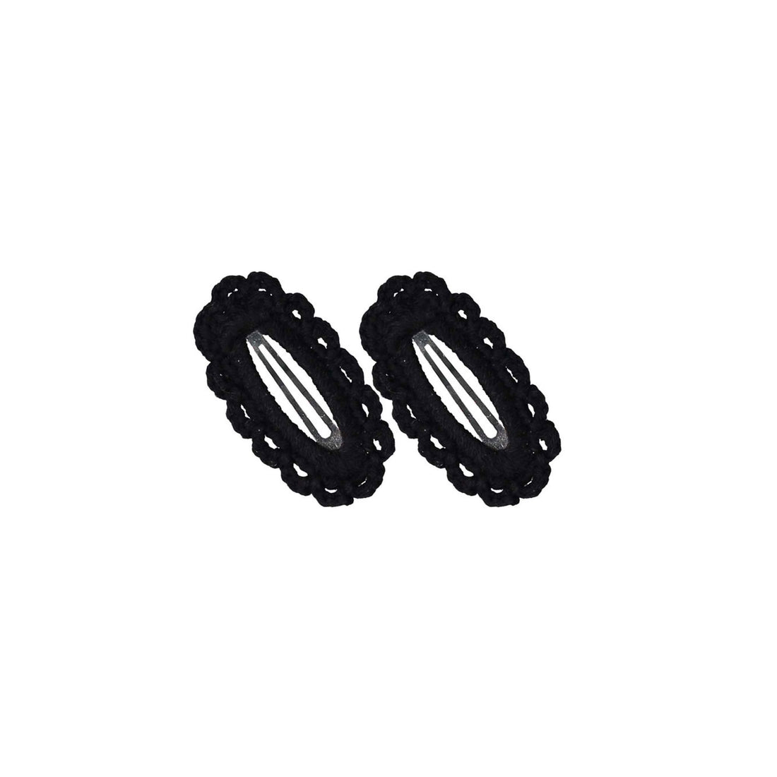 Knot Hairbands Black Floret Knit Clip Set