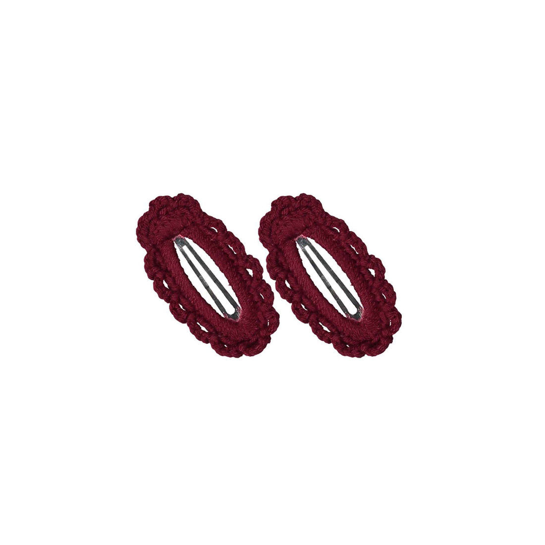 Knot Hairbands Burgundy Floret Knit Clip Set
