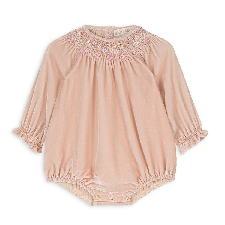 Louise Misha Blush Velvet Ilaki Romper