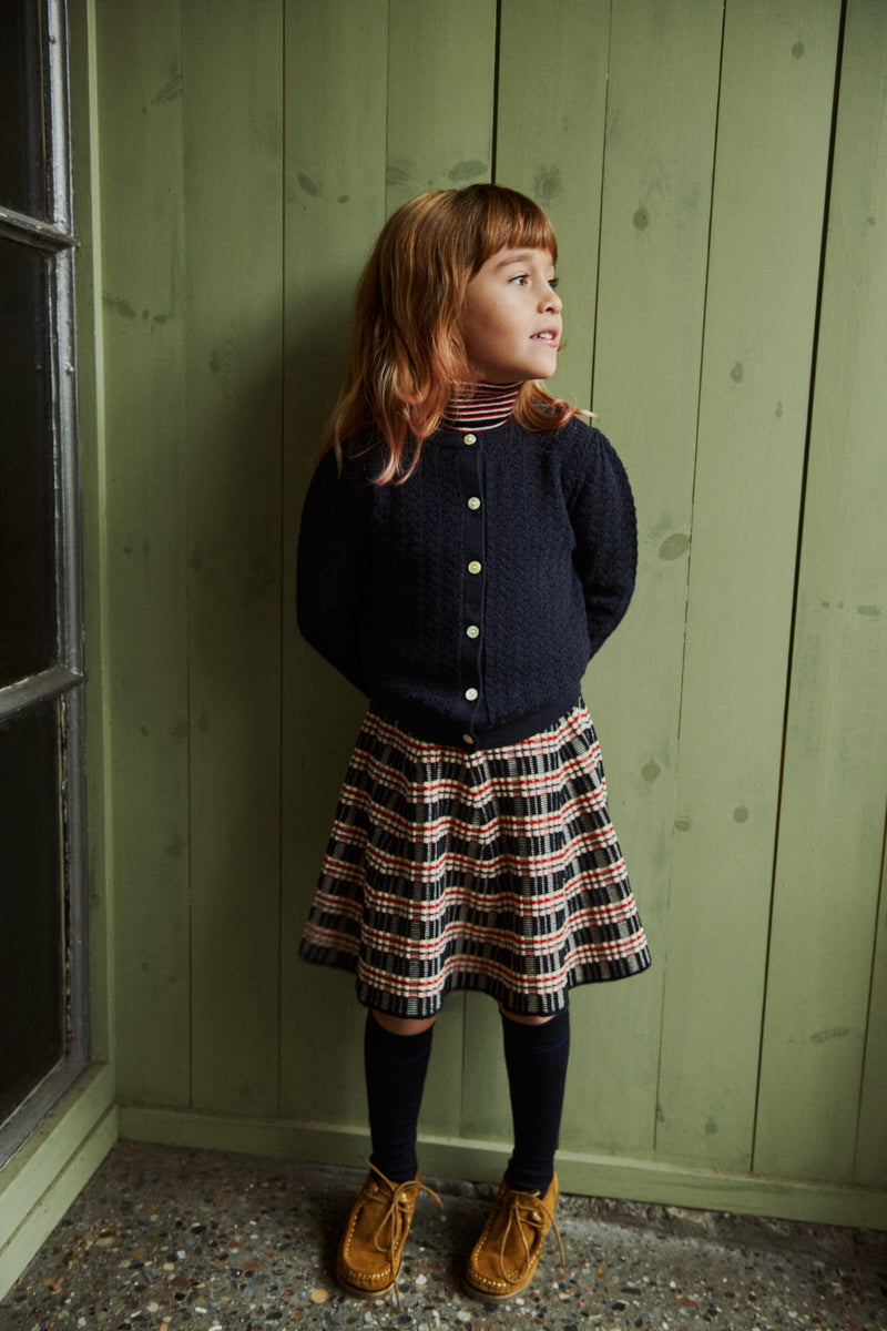 FUB Dark Navy Rib Extra Length Skirt