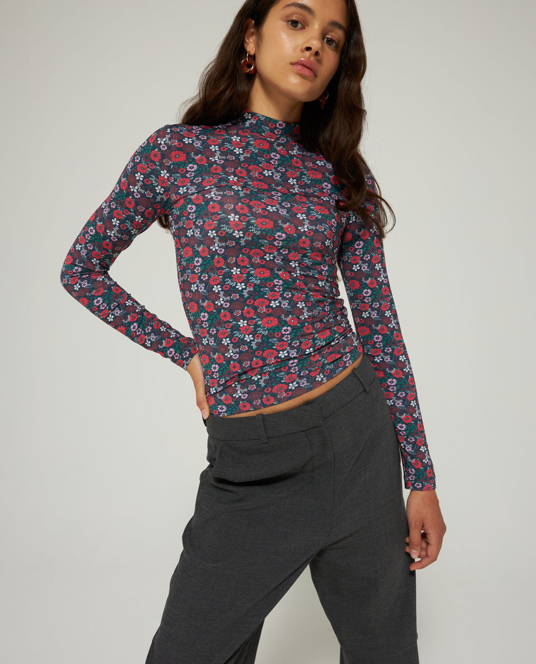 Les Coyotes De Paris Winter Flowerfield Mock Neck Tee
