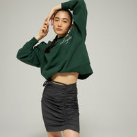 Les Coyotes De Paris Pine Green Boxy Chest Embroidery Sweatshirt