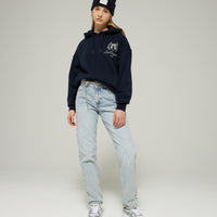 Les Coyotes De Paris Navy Oversized Embroidery Hoodie