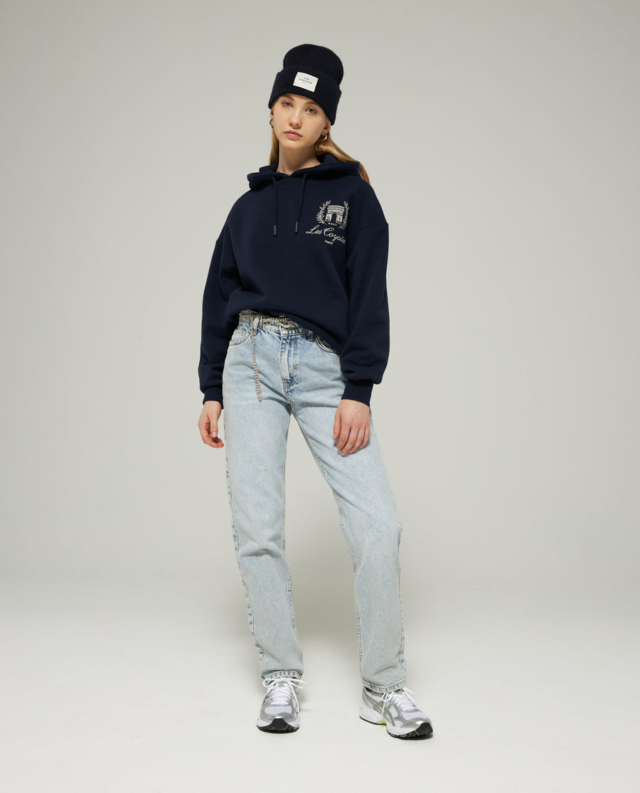 Les Coyotes De Paris Navy Oversized Embroidery Hoodie