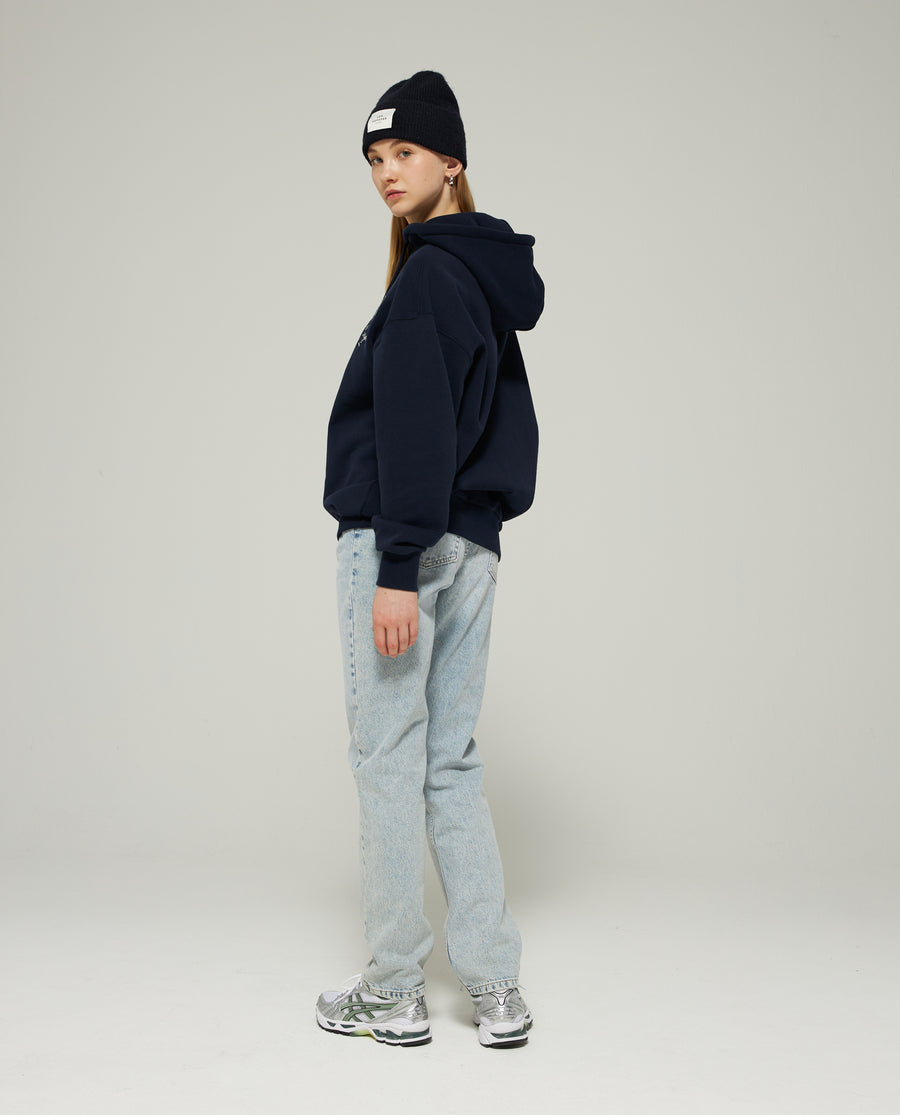 Les Coyotes De Paris Navy Oversized Embroidery Hoodie