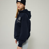 Les Coyotes De Paris Navy Oversized Embroidery Hoodie