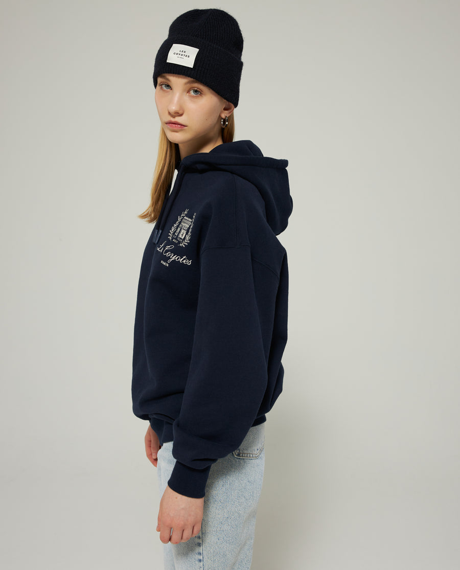 Les Coyotes De Paris Navy Oversized Embroidery Hoodie