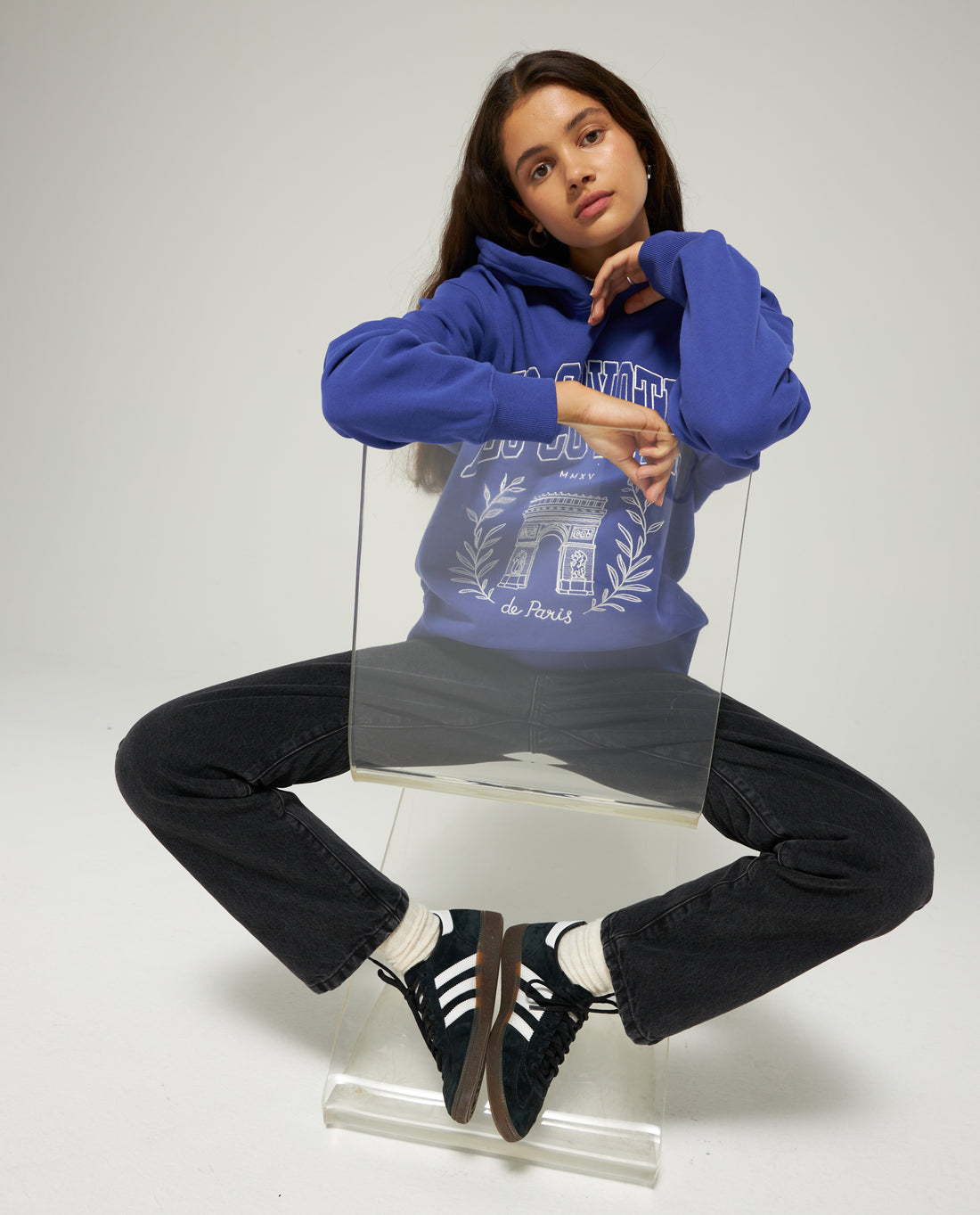 Les Coyotes De Paris Ultramarine Blue Oversized College Hoodie