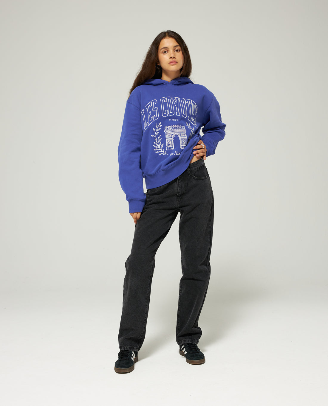 Les Coyotes De Paris Ultramarine Blue Oversized College Hoodie