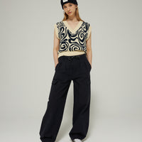 Les Coyotes De Paris Navy Swirl Intarsia Spencer Vest