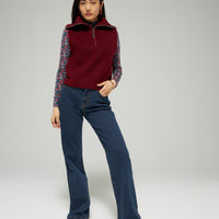 Les Coyotes De Paris Prune Melange Half Zip Spencer