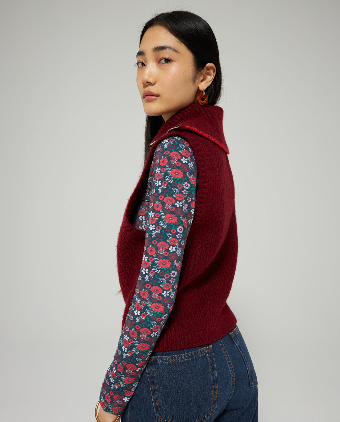 Les Coyotes De Paris Prune Melange Half Zip Spencer