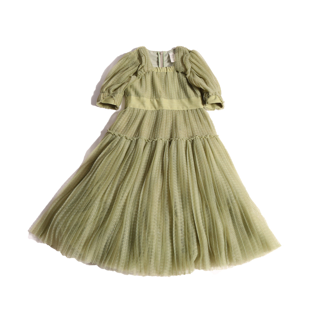 Tia Cibani Sage Cornucopia Tiered Tulle Maxi