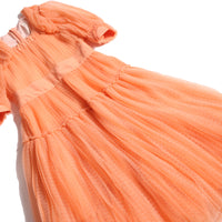 Tia Cibani Salmon Cornucopia Tiered Tulle Maxi
