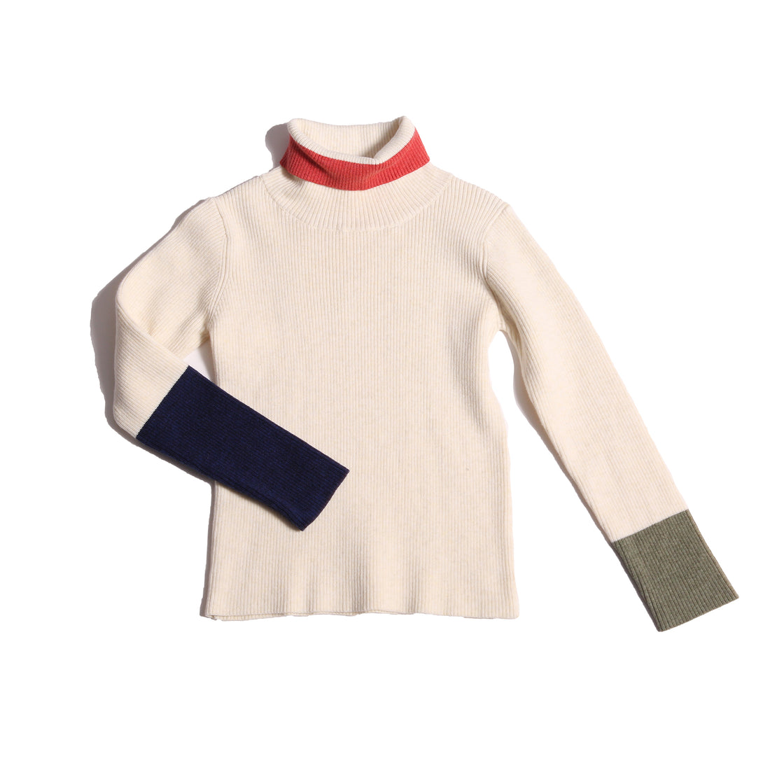 Tia Cibani Opal Mix Patchwork Ribbed Turtleneck