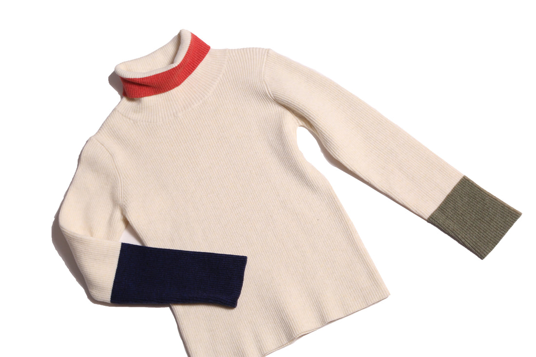 Tia Cibani Opal Mix Patchwork Ribbed Turtleneck