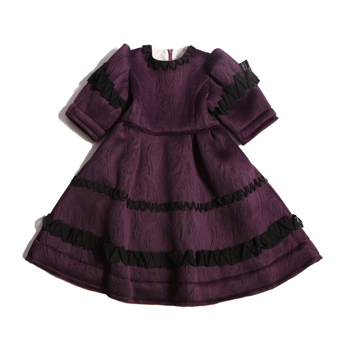 Tia Cibani Prune Ruffle Lace Gael Dress