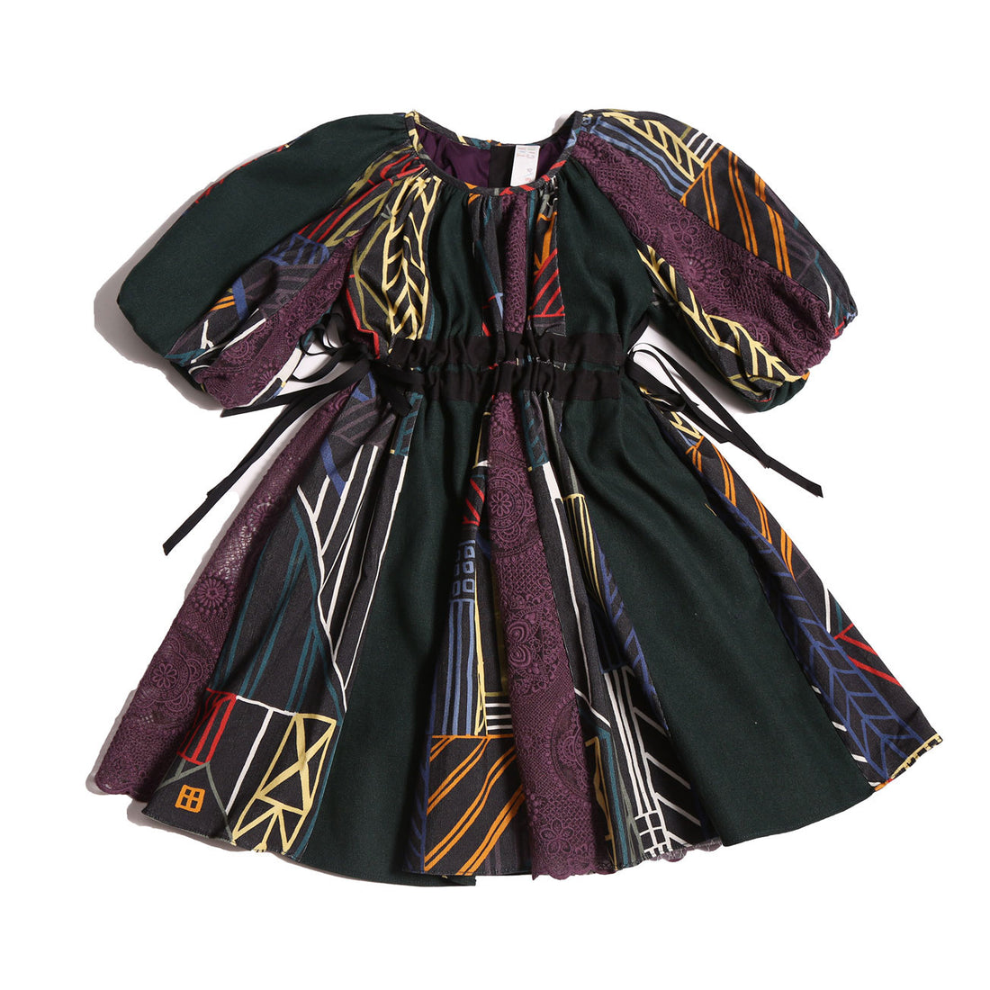 Tia Cibani Rainbow Gwenn Ribbon Tie Patchwork Dress