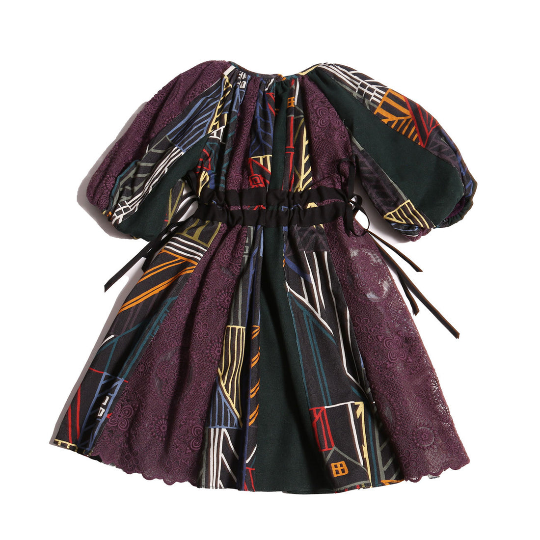 Tia Cibani Rainbow Gwenn Ribbon Tie Patchwork Dress