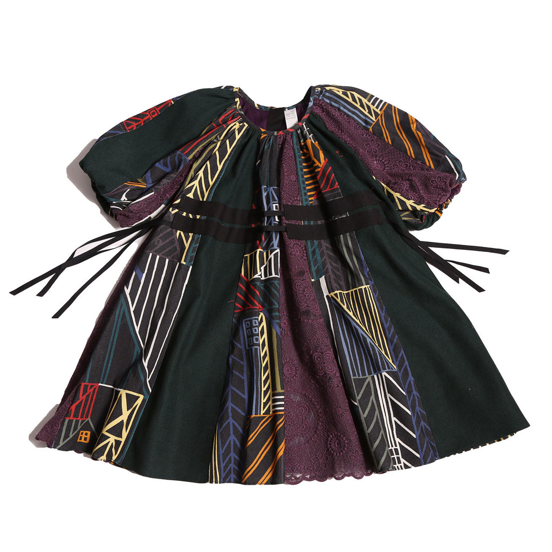 Tia Cibani Rainbow Gwenn Ribbon Tie Patchwork Dress