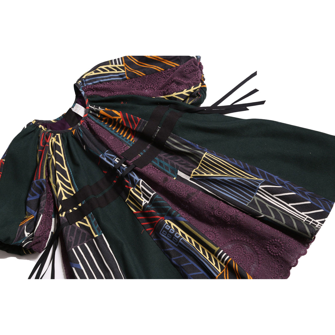 Tia Cibani Rainbow Gwenn Ribbon Tie Patchwork Dress