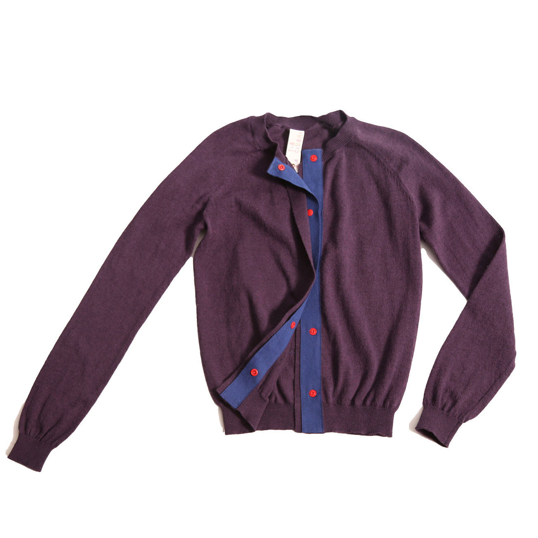 Tia Cibani Prune Classic Crewneck Cardigan