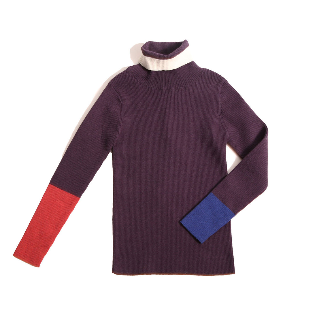 Tia Cibani Prune Mix Patchwork Turtleneck