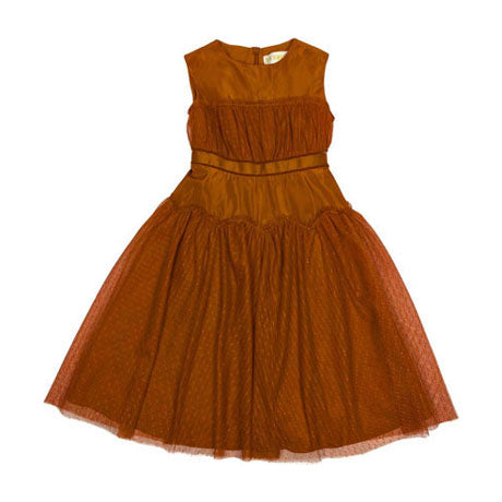 Tia Cibani Copper Tulle Overlay Party Dress
