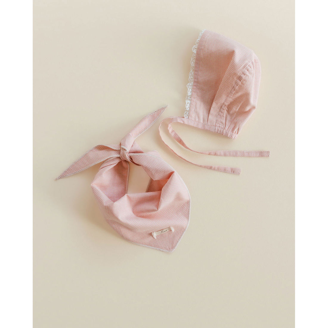 Ferne Ballet Gingham Bonnet & Bib Set