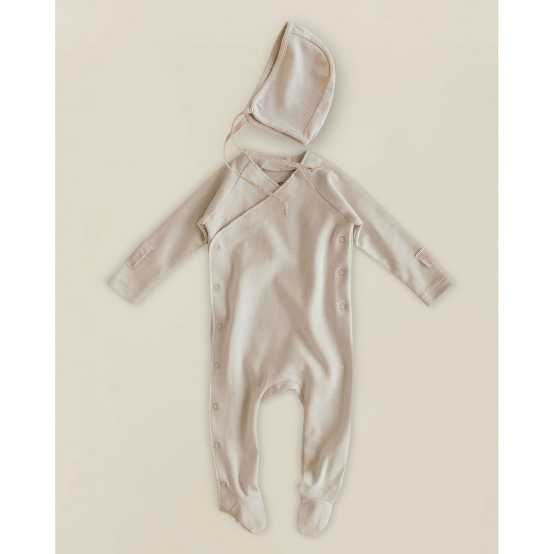 Ferne Oat/Oat Gingham Patch Footie