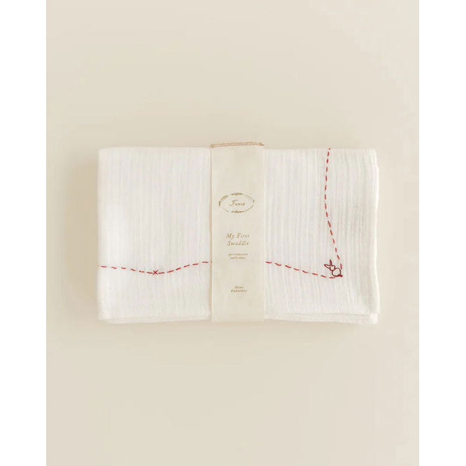 Ferne Folk Bunny Embroidered Swaddle