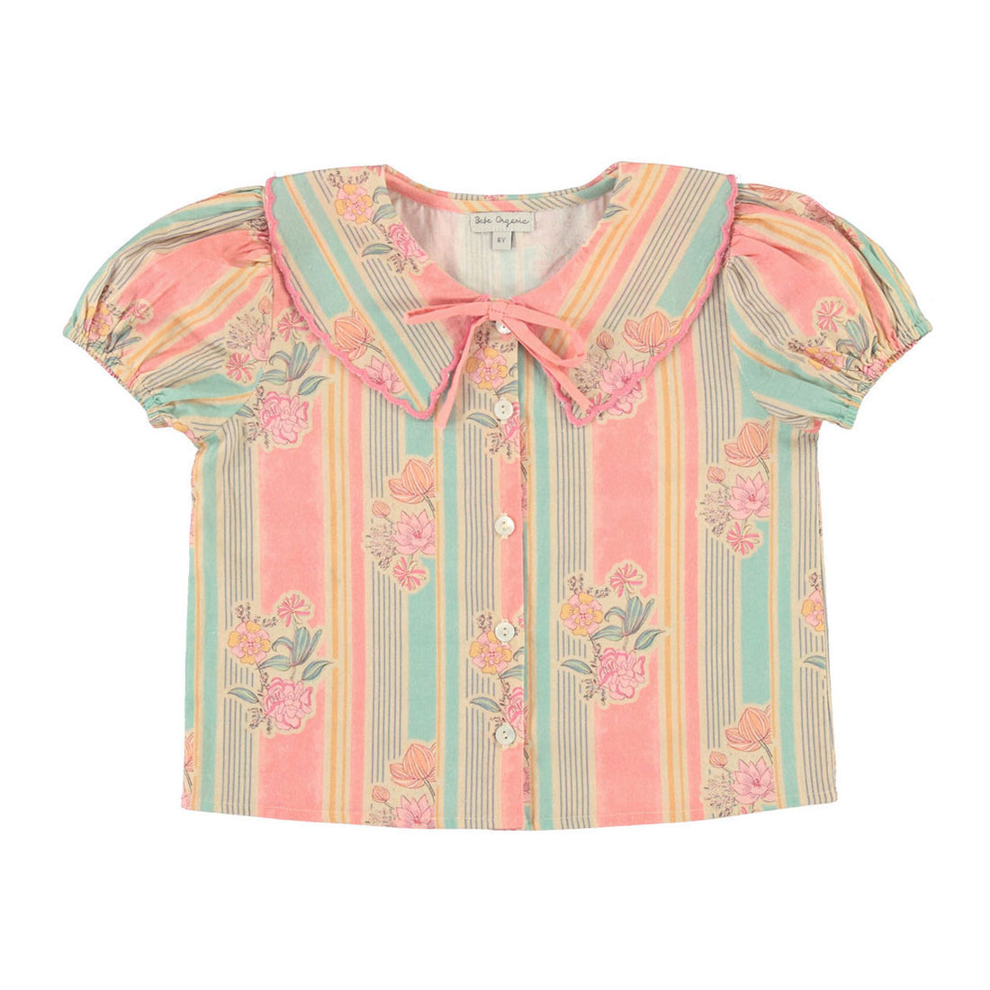 Bebe Organic Floral Stripe Florence Blouse