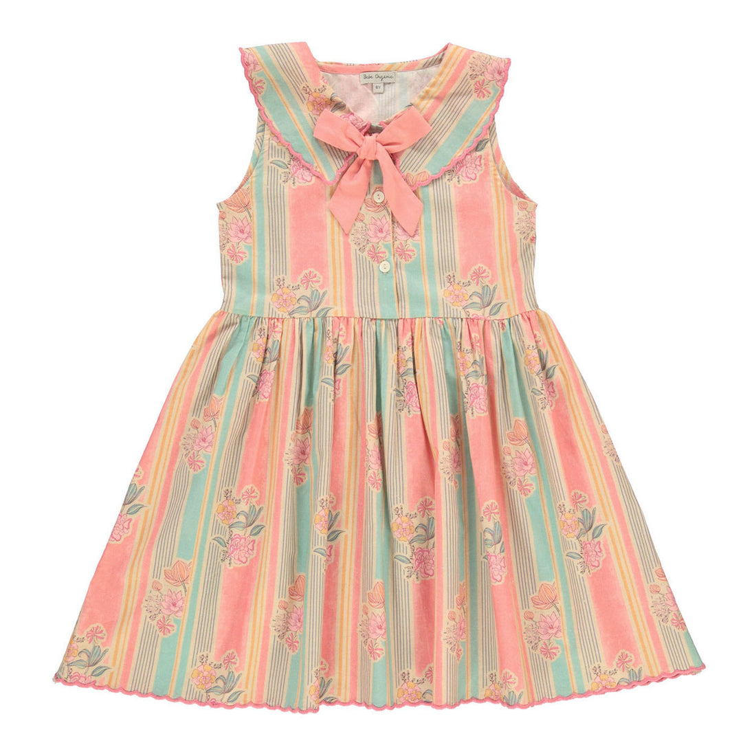Bebe Organic Floral Stripe Florence Dress