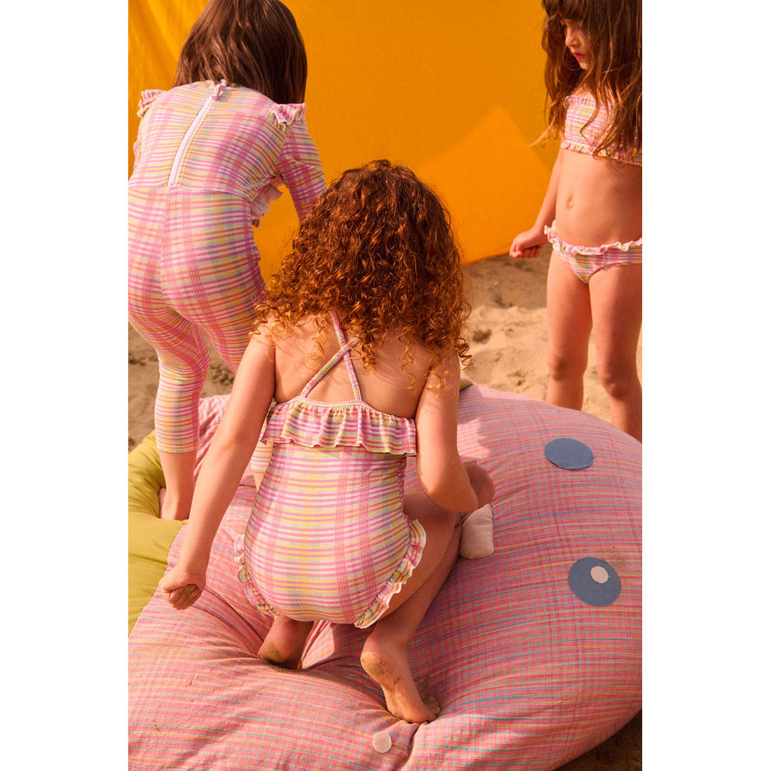 Louise Misha Pink Island Checks Jovana Bathing Suit