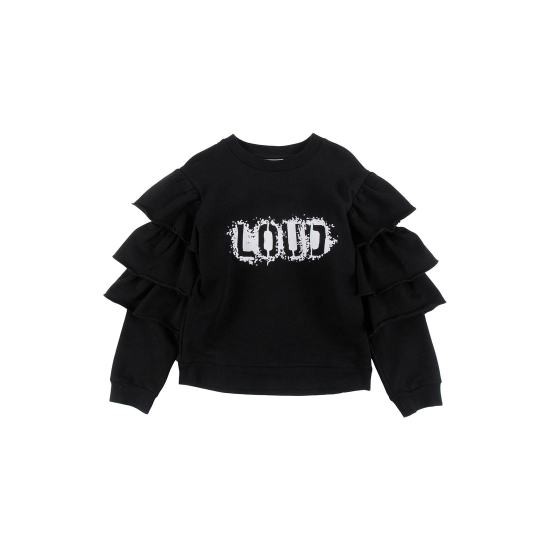 Loud Black Warm Ruffled Sweatshirt