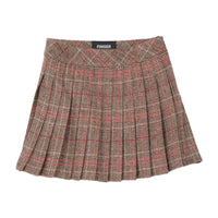 Finger in the Nose  Sand Checkers Glasgow Pleated Skirt