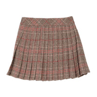 Finger in the Nose  Sand Checkers Glasgow Pleated Skirt