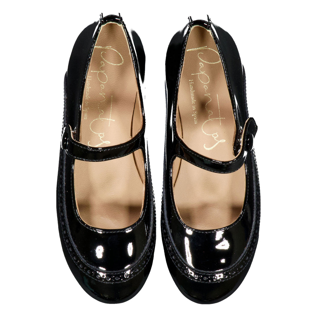 Papanatas  Black Patent Wingtip Mary Janes