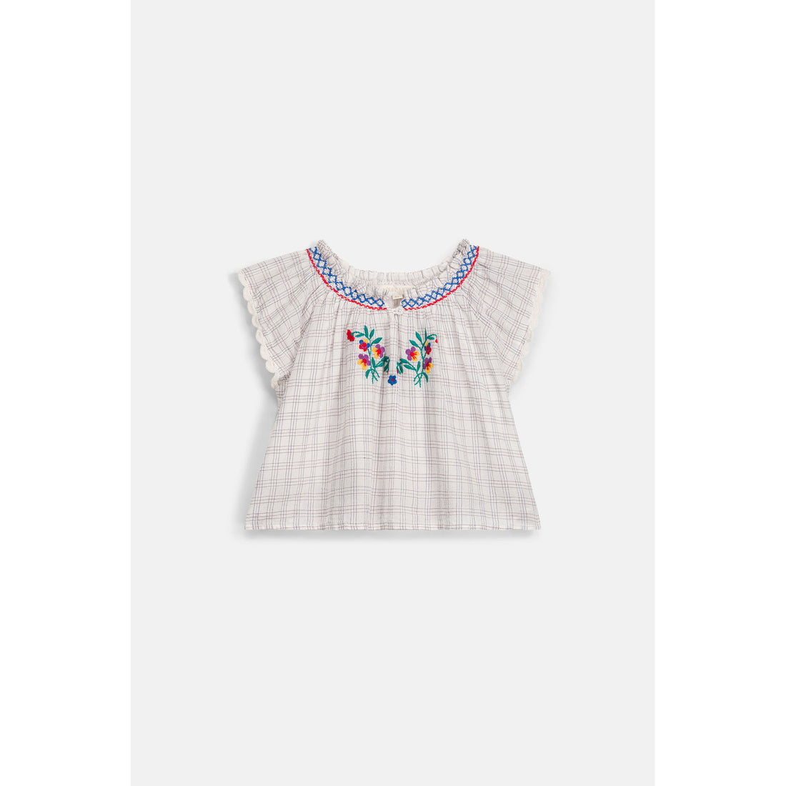 Louise Misha Cream Cruise Checks Perla Blouse