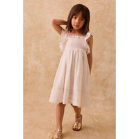 Louise Misha Off White Schiffli Anaya Dress