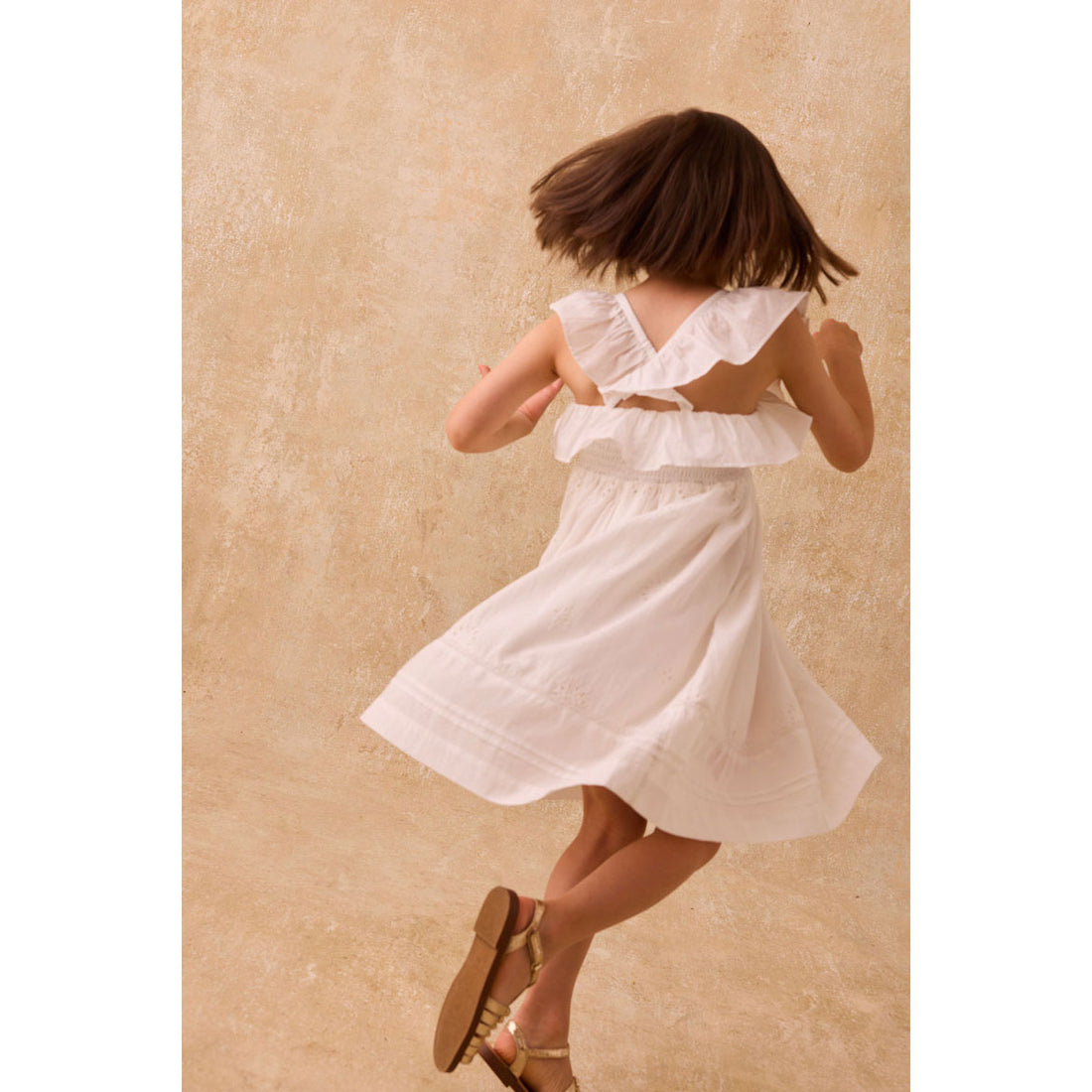 Louise Misha Off White Schiffli Anaya Dress