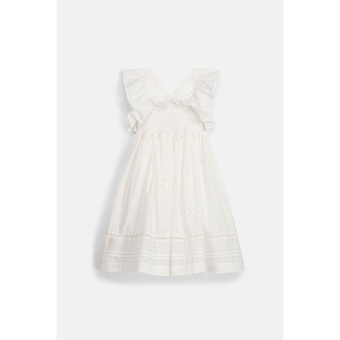 Louise Misha Off White Schiffli Anaya Dress