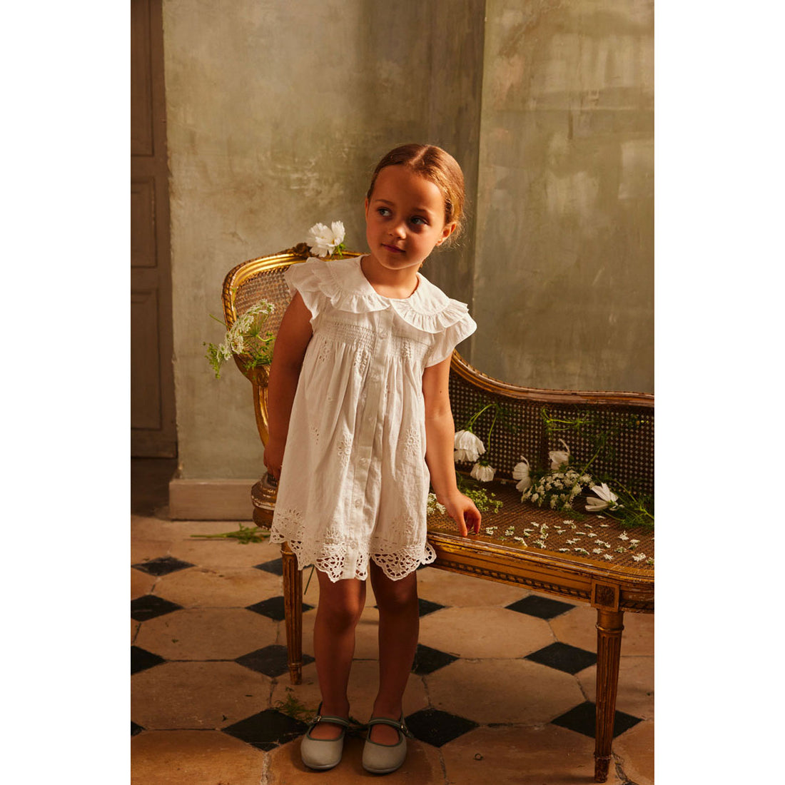 Louise Misha Off White Schiffli Mia Dress