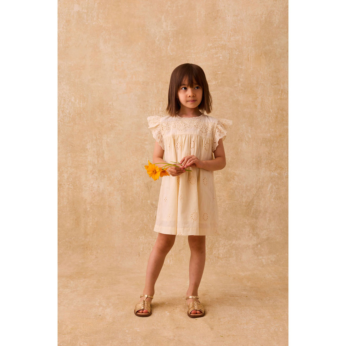 Louise Misha Yellow Schiffli Thalia Dress