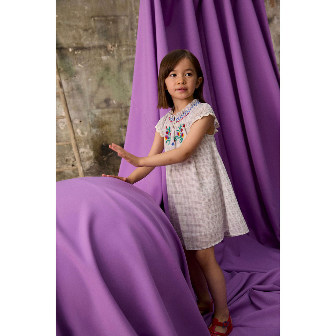 Louise Misha Cream Cruise Checks Edith Dress