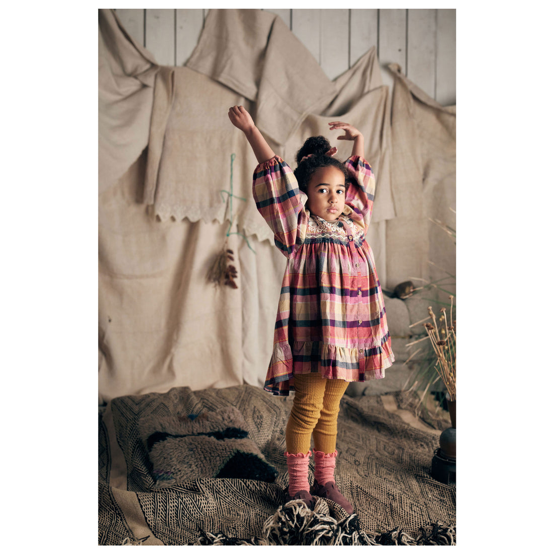Louise Misha Fushia Tartan Roads Massilia Dress